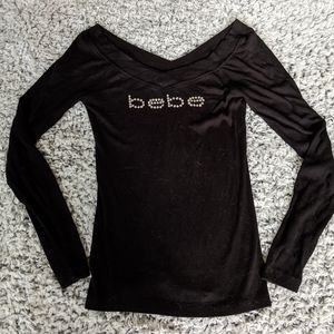 Bebe V Neck Knit shirt long sleeve